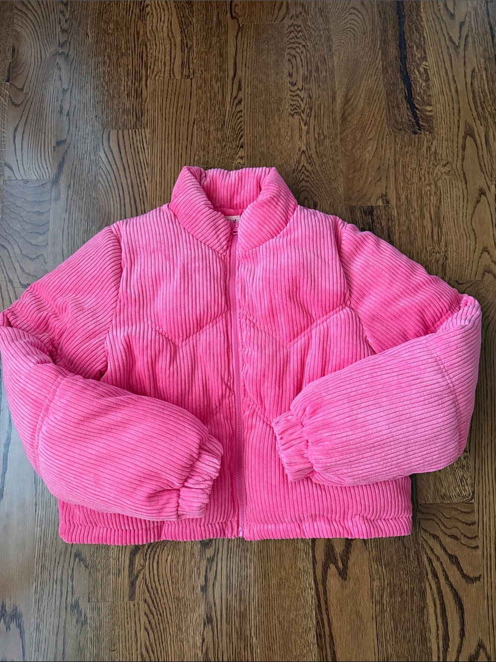 New In pink corduroy puffer coat medium - Picture 8 of 14
